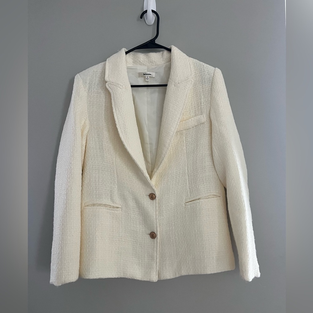 Lalavon Tweed Cream Blazer Womens Small
